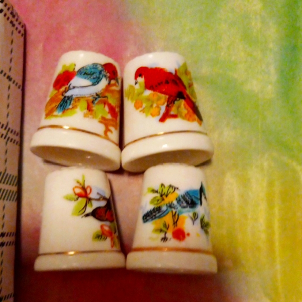 Set of Four Bird Design Thimbles